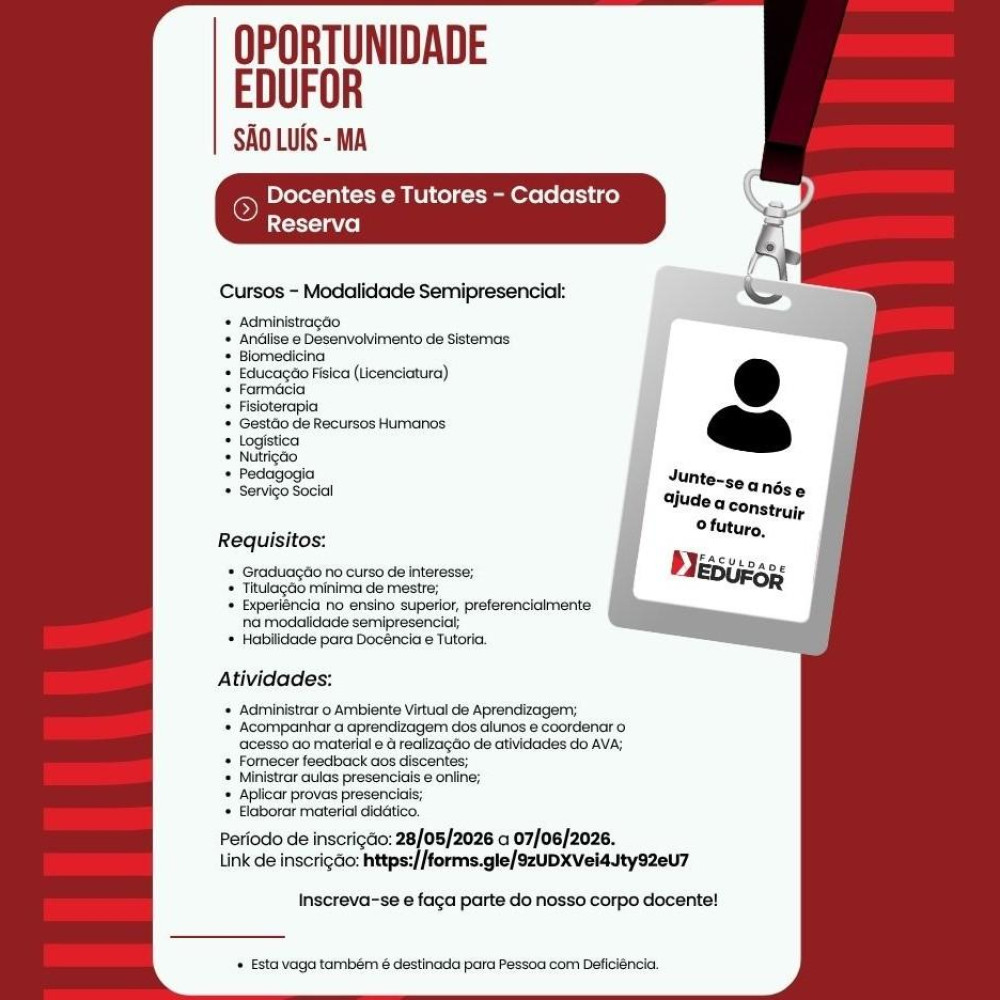 Cadastro Reserva Docentes e Tutores