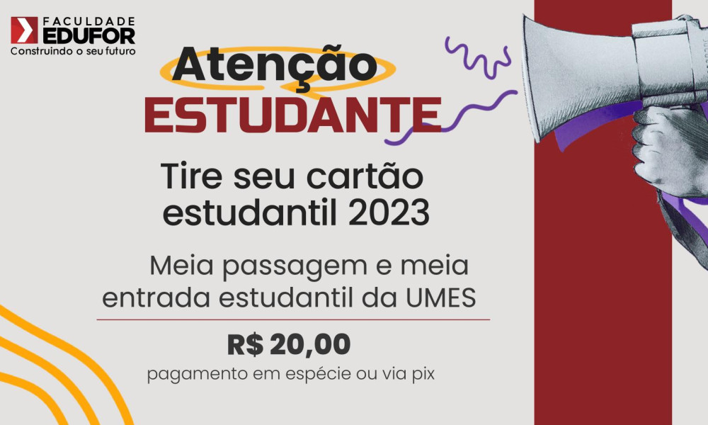 Carteirinha de meia passagem e meia entrada será emitada na Edufor