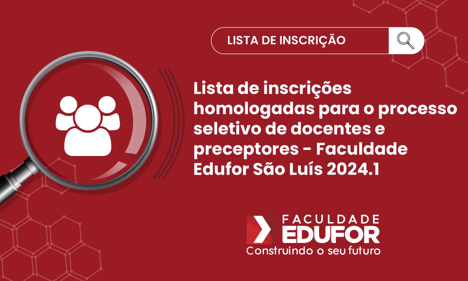 Lista de inscrições homologadas para o processo seletivo de docentes e ...